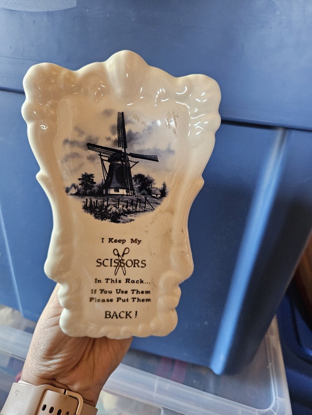 Vintage Windmill Scissor Holder Wall Pocket